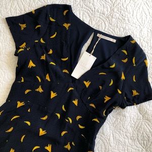 Zara Trafaluc Banana Print Dress New